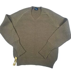 NWT Vintage Ingo Cuno Made in Canada Wool Blend Sweater VNeck Tan Brown Men’s XL